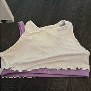 Set x Parke White and Purple Cropped Tank Top